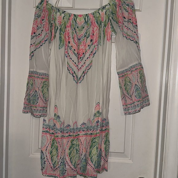 Lilly Pulitzer Nevie Off The Shoulder Dress Coconut Coast Engineered Sz XS NWOT - Picture 8 of 8